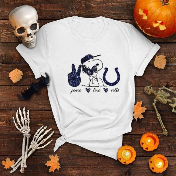 Snoopy Peace Love Indianapolis Colts T-shirt - Picture 1 of 4